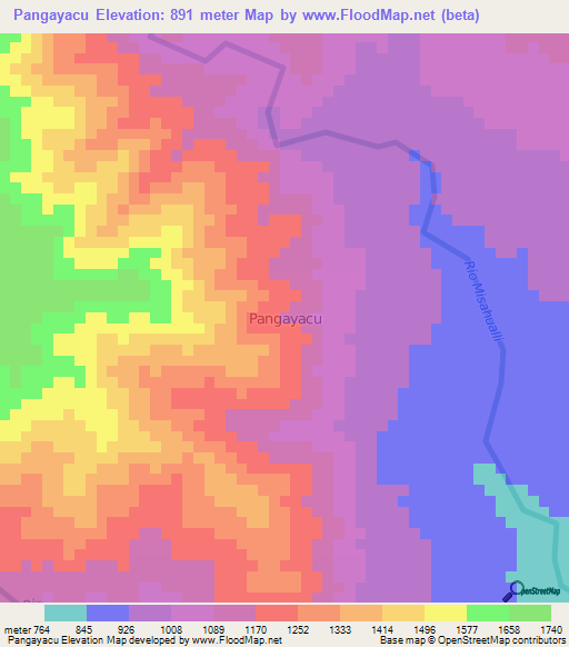 Pangayacu,Ecuador Elevation Map