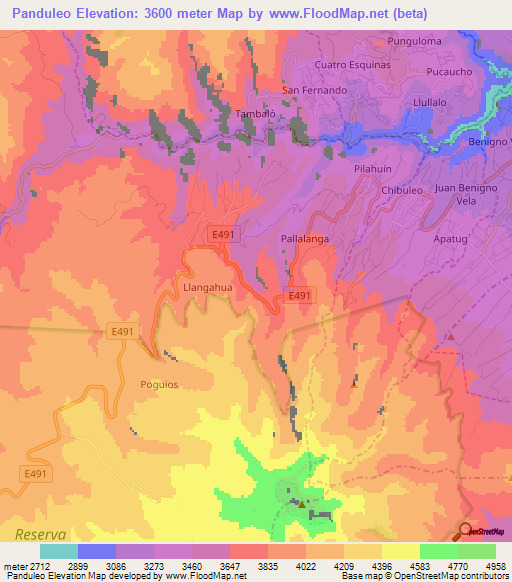 Panduleo,Ecuador Elevation Map