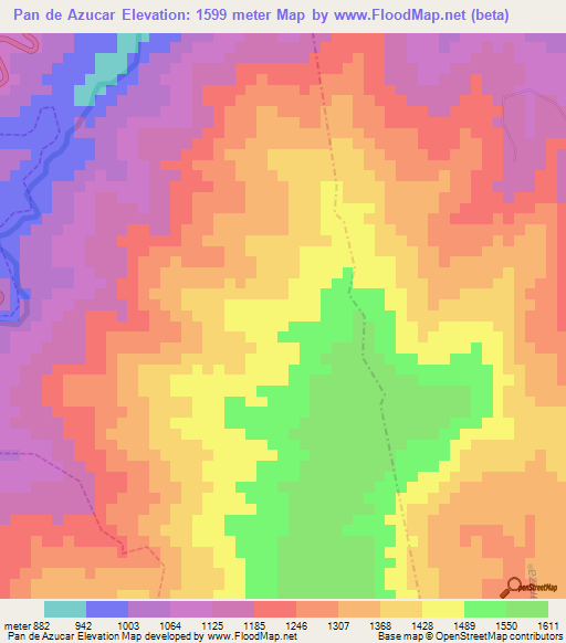 Pan de Azucar,Ecuador Elevation Map