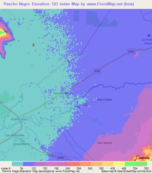 Pancho Negro,Ecuador Elevation Map