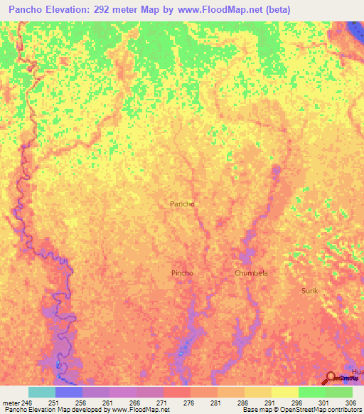 Pancho,Ecuador Elevation Map