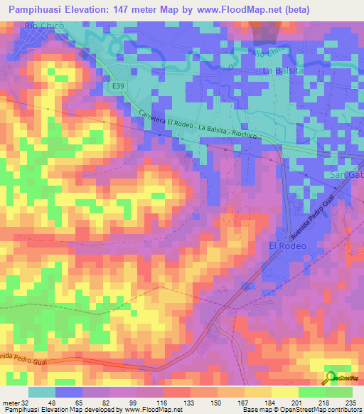 Pampihuasi,Ecuador Elevation Map