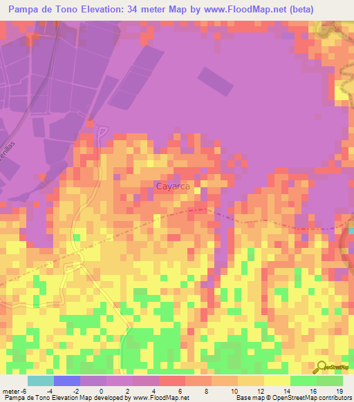 Pampa de Tono,Ecuador Elevation Map