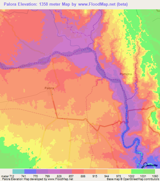 Palora,Ecuador Elevation Map