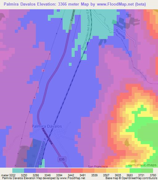 Palmira Davalos,Ecuador Elevation Map