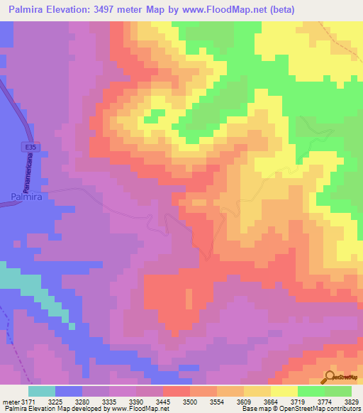 Palmira,Ecuador Elevation Map