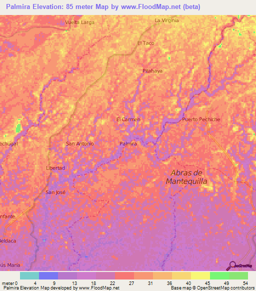 Palmira,Ecuador Elevation Map