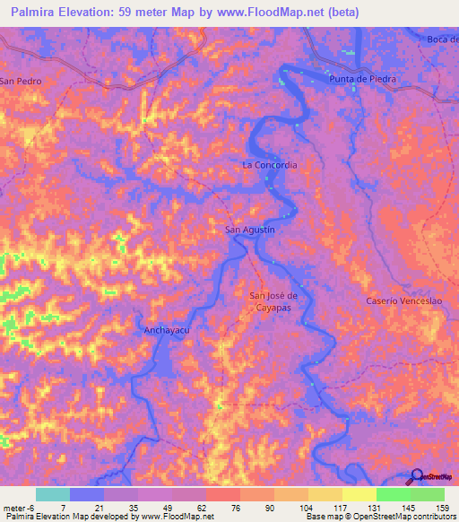 Palmira,Ecuador Elevation Map