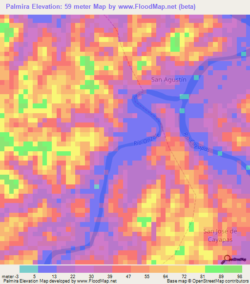 Palmira,Ecuador Elevation Map