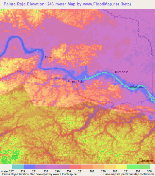 Palma Roja,Ecuador Elevation Map