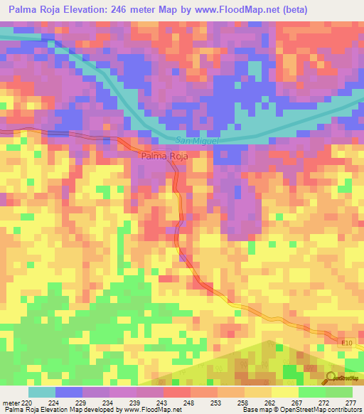 Palma Roja,Ecuador Elevation Map