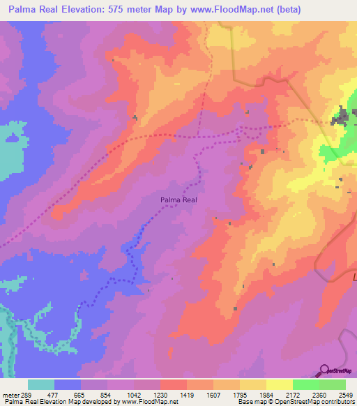 Palma Real,Ecuador Elevation Map