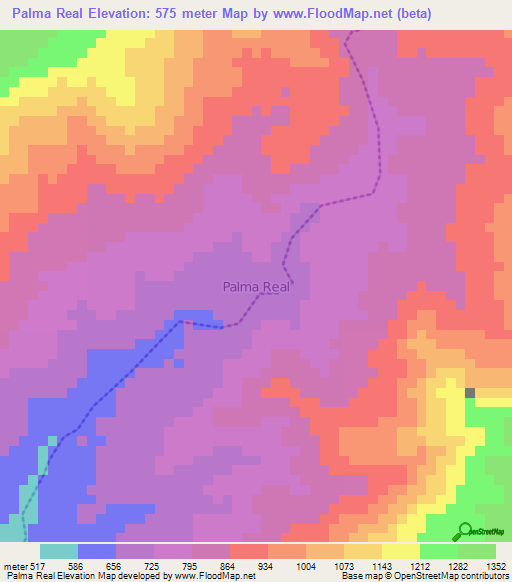 Palma Real,Ecuador Elevation Map