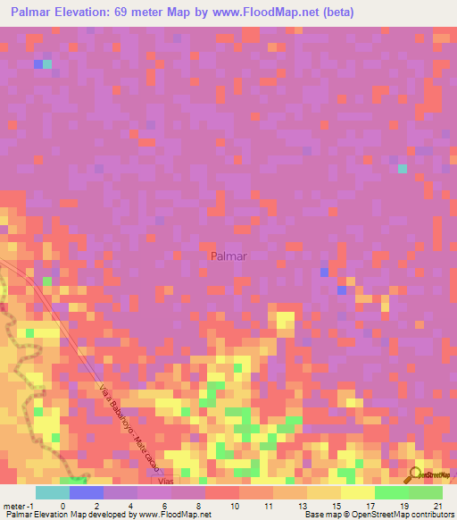 Palmar,Ecuador Elevation Map