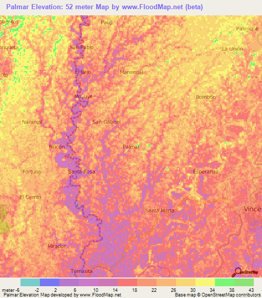 Palmar,Ecuador Elevation Map