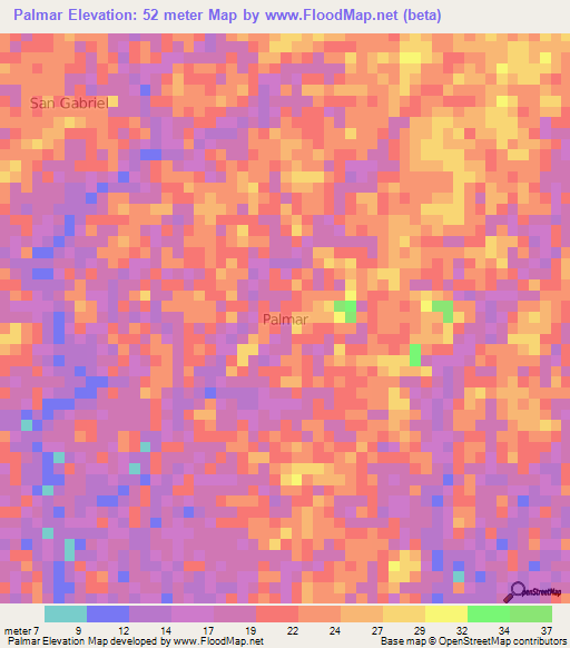 Palmar,Ecuador Elevation Map