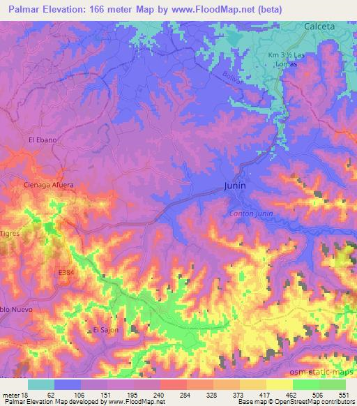 Palmar,Ecuador Elevation Map