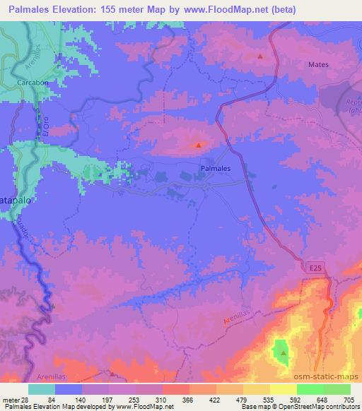 Palmales,Ecuador Elevation Map