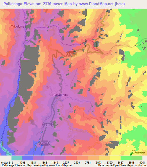 Pallatanga,Ecuador Elevation Map