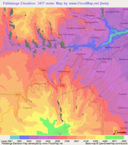 Pallalanga,Ecuador Elevation Map