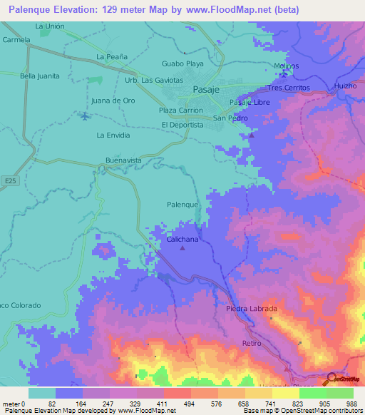 Palenque,Ecuador Elevation Map