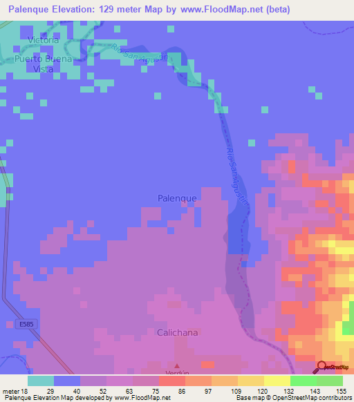 Palenque,Ecuador Elevation Map