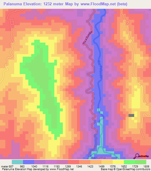 Palanuma,Ecuador Elevation Map