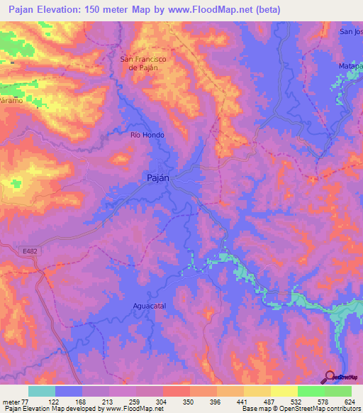 Pajan,Ecuador Elevation Map