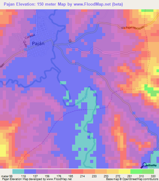 Pajan,Ecuador Elevation Map