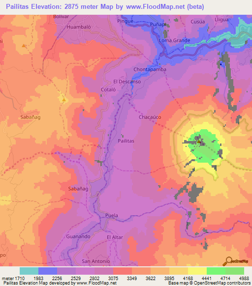 Pailitas,Ecuador Elevation Map