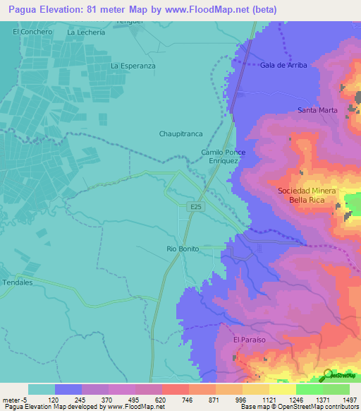 Pagua,Ecuador Elevation Map