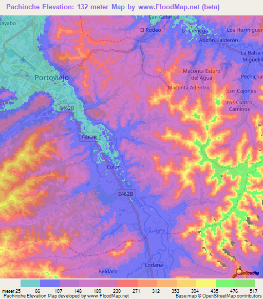 Pachinche,Ecuador Elevation Map