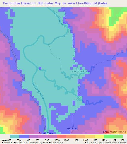 Pachicutza,Ecuador Elevation Map