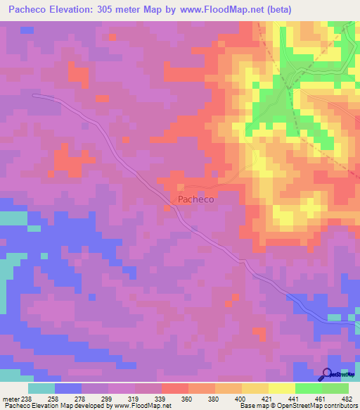 Pacheco,Ecuador Elevation Map