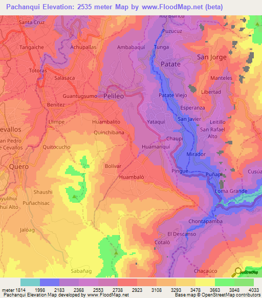 Pachanqui,Ecuador Elevation Map