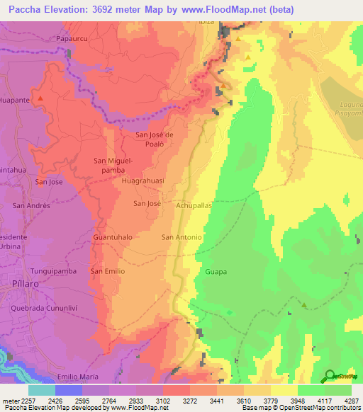 Paccha,Ecuador Elevation Map