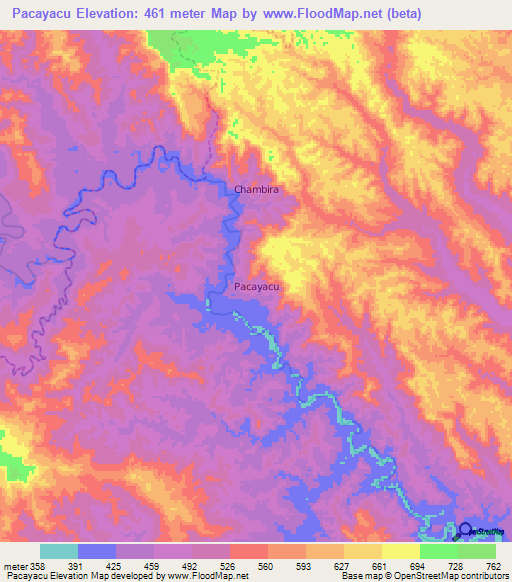 Pacayacu,Ecuador Elevation Map