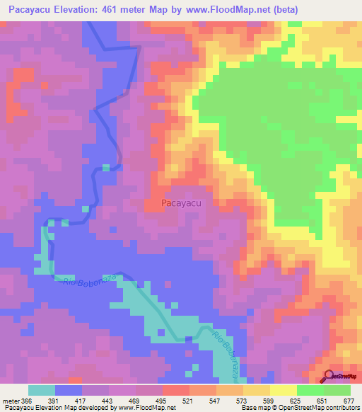 Pacayacu,Ecuador Elevation Map