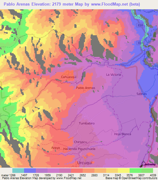 Pablo Arenas,Ecuador Elevation Map