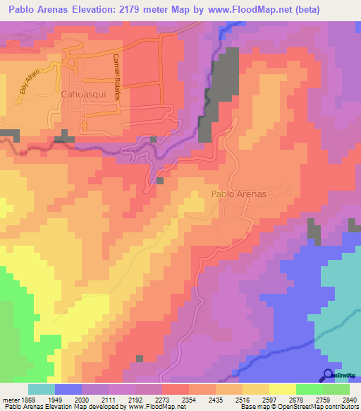 Pablo Arenas,Ecuador Elevation Map