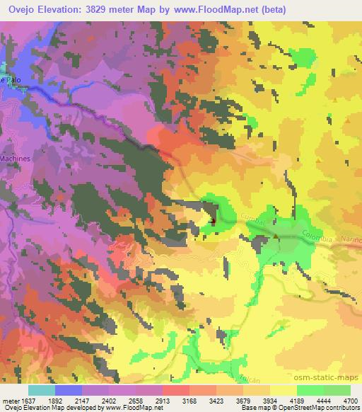 Ovejo,Ecuador Elevation Map