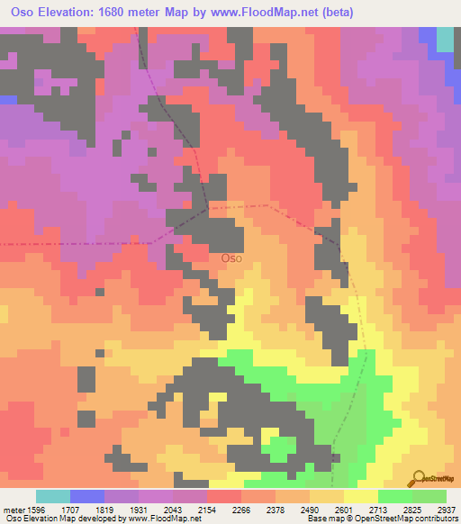 Oso,Ecuador Elevation Map