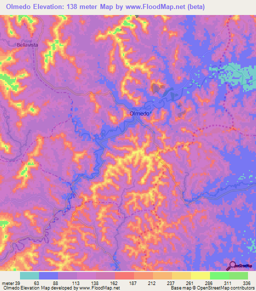 Olmedo,Ecuador Elevation Map