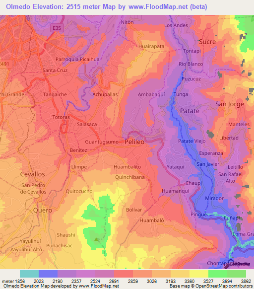 Olmedo,Ecuador Elevation Map