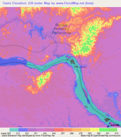 Oasis,Ecuador Elevation Map