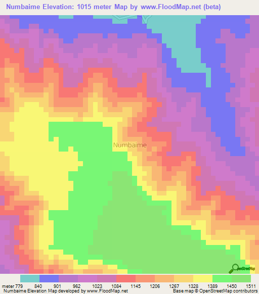 Numbaime,Ecuador Elevation Map