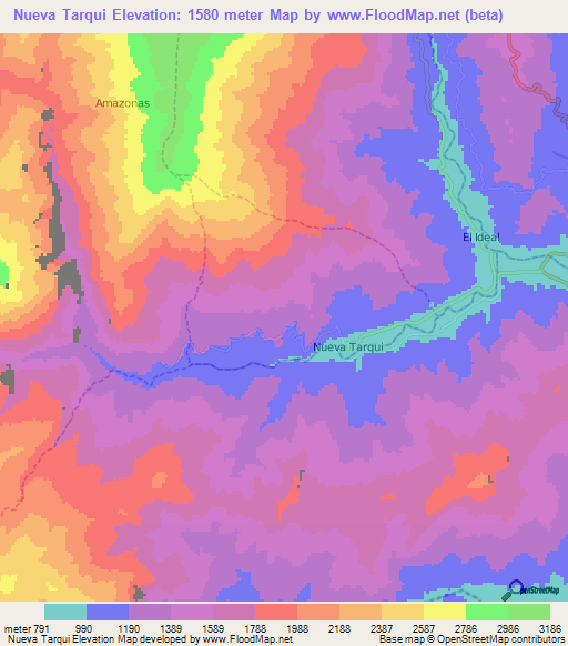 Nueva Tarqui,Ecuador Elevation Map