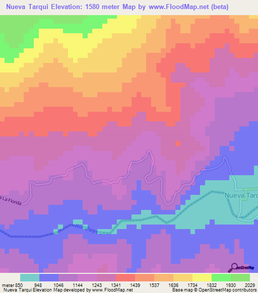 Nueva Tarqui,Ecuador Elevation Map