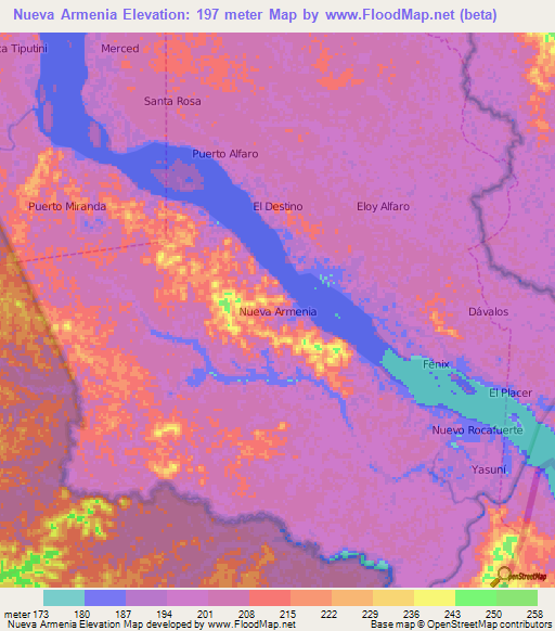 Nueva Armenia,Ecuador Elevation Map