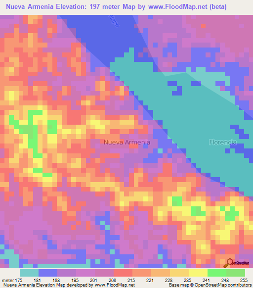 Nueva Armenia,Ecuador Elevation Map